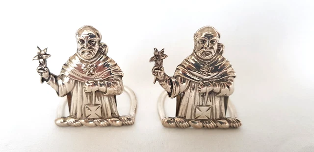 RARE & BEAUTIFUL Pair Of Solid Silver Patron Saint Menu Holders London ...