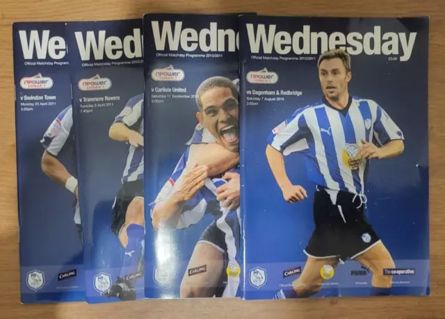 JOBLOT Football Programmes - Sheffield Wednesday - 2010/2011 Season - 4 Progs