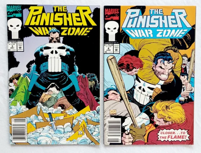 Punisher War Zone # 3 #4 - John Romita Jr. Marvel Comics Newsstand Edition 1992