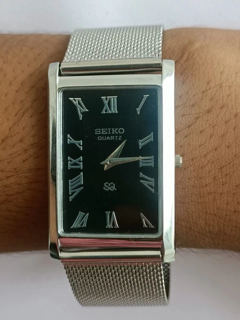 Montre-bracelet Vintage Seiko Quartz cadran noir super mince pour homme en...