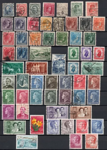 Luxembourg Lot de 100 timbres oblitérés tous différents (3 pages)