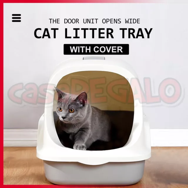 Portable Cat House Litter Tray Hooded Pan Set- Pet Kitten Kitty Toilet Box Scoop