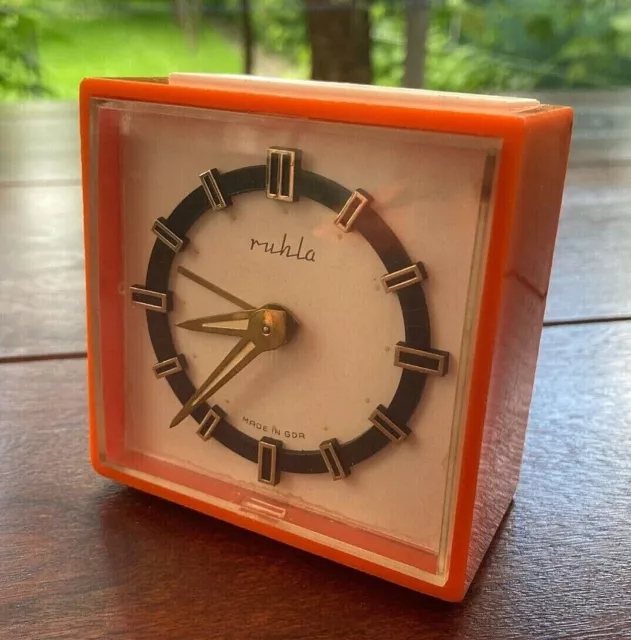 Vintage Mechanical Alarm Clock Ruhla German Germany GDR Old Collectible 1960s