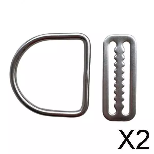 2X Durable Stainless Steel 2" Weight Belt Keeper with D Ring for Scuba Diving