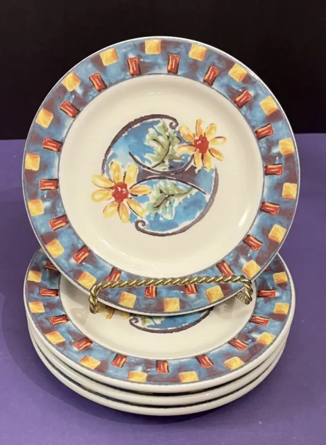 (4) Vtg 6 1/4” Syracuse China Restaurant Ware Bread Plates Multicolored Florals