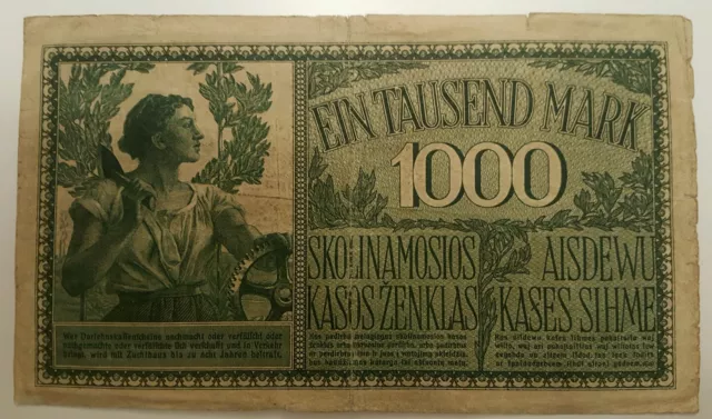 DEUTSCHLAND 1000 Mark 1918 Besetzung Litauens Erster Weltkrieg - KOWNO 1918 3