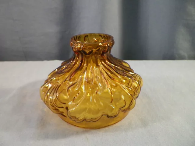 Amber Glass PLUME Design Miniature Oil Lamp Shade 4" Fitter