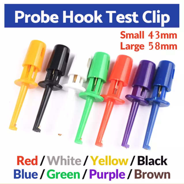 Multicolor Test Probe Lead Wire Hook Clip Grabber for Multimeter - Small / Large