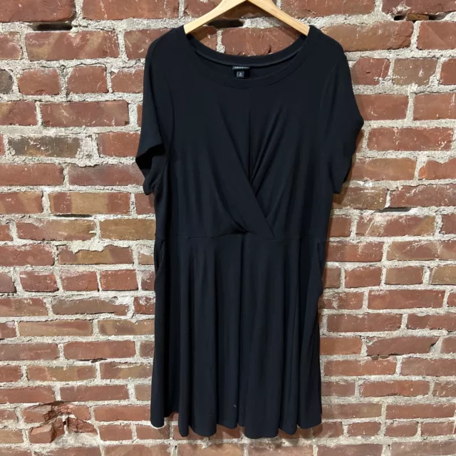 Torrid Plus Size 3 Black Mini Rib Knit Dress Drape Front Skater Dress