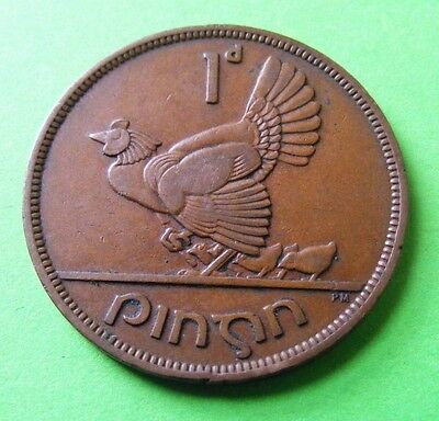 1942 Irish One Penny Coin Ireland 1d 80th Birthday Gift Hen Chicks WWII Lucky