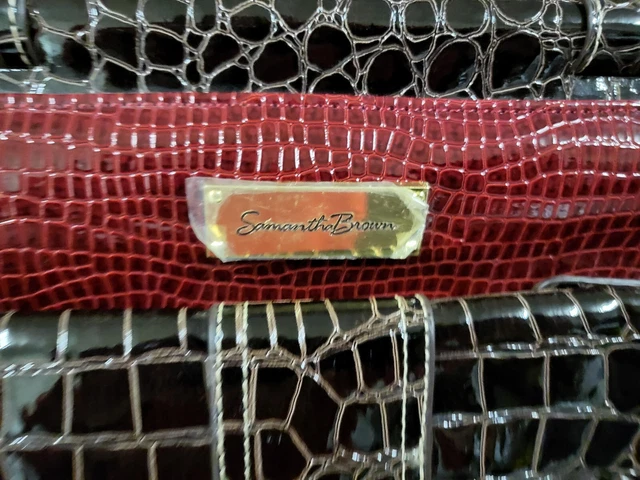 Samantha Brown Dowel Travel Bag Croc Embossed Red Brown Weekender Carry On 7