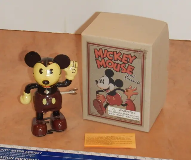 Schylling Tin Litho Wind Up Mickey Mouse Toy, Mint In Box, New Old Stock