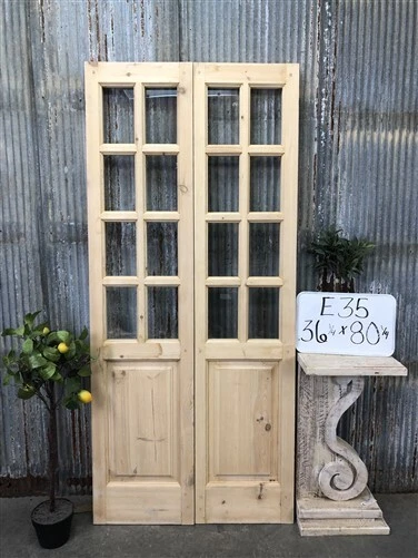 French Double Doors, 36x80, 8 Pane Glass European Styled Doors E35