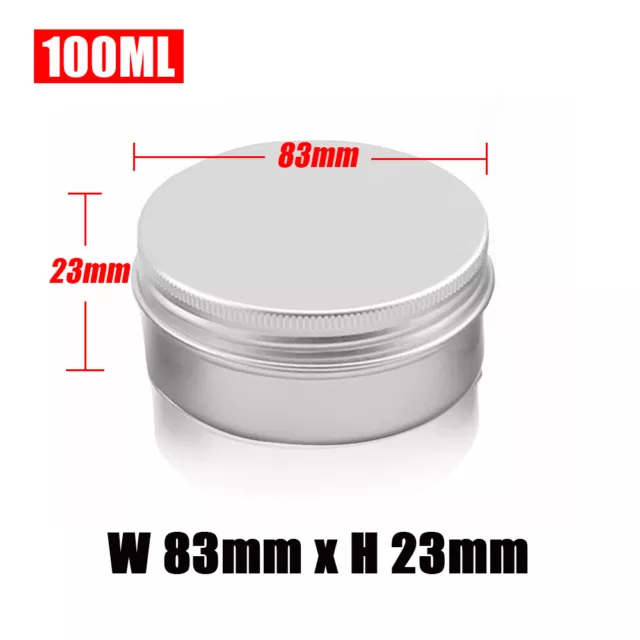 10 30 50 100ml Aluminum Empty Cosmetic Pot Lip Balm Wax Jar Tin Silver Container