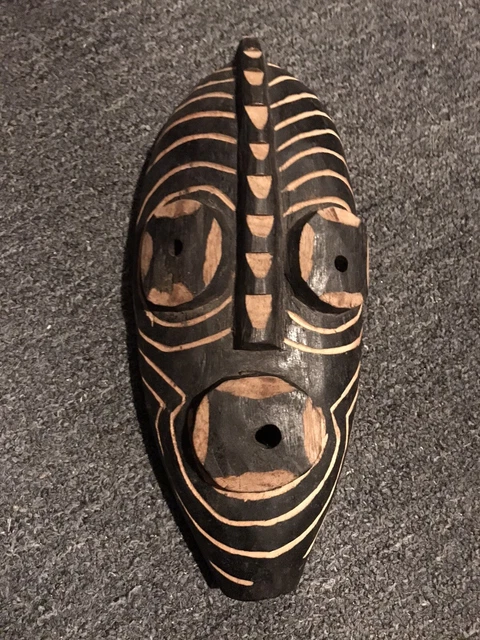 15” Mali African Tribal Hand Carved Wooden Mask Wall Decoration Great Condition