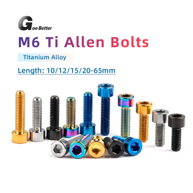 M6 Titanium Bolt Socket Cap Head Hex Ti Screw 10/15/18/20/25/30/35/40/50/60/65mm