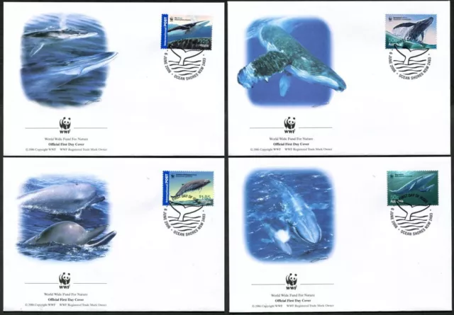 AUSTRALIA - 2006 WWF 'WHALES' Set of 4 First Day Covers [C4567]