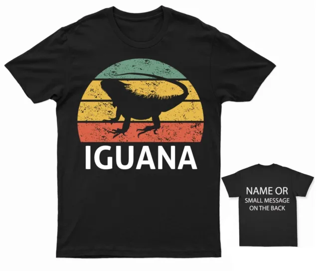 Iguana Retro style T-Shirt Personalised Gift Customised Name Massage