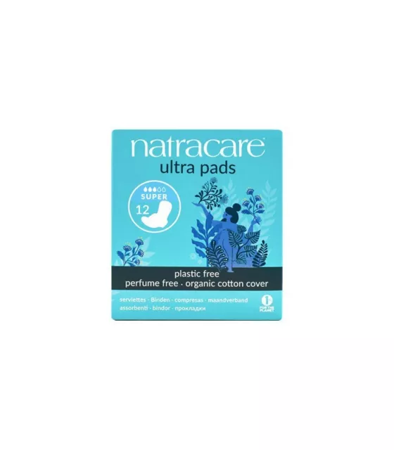 Natracare Serviettes hygiéniques écologiques ailettes ultra super, 12 pieces