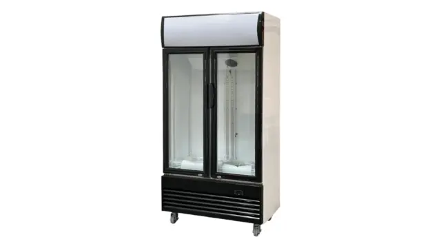 36.5" W 14.13 cu. ft. Merchandising Two Glass Swing Door Refrigerator, Black