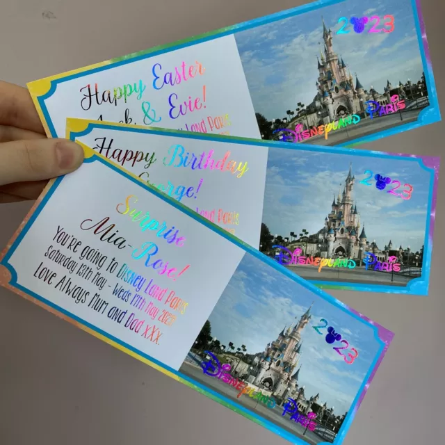 TICKET CHRISTMAS DISNEYLAND Paris 2023 2024 FOILED BIRTHDAY surprise