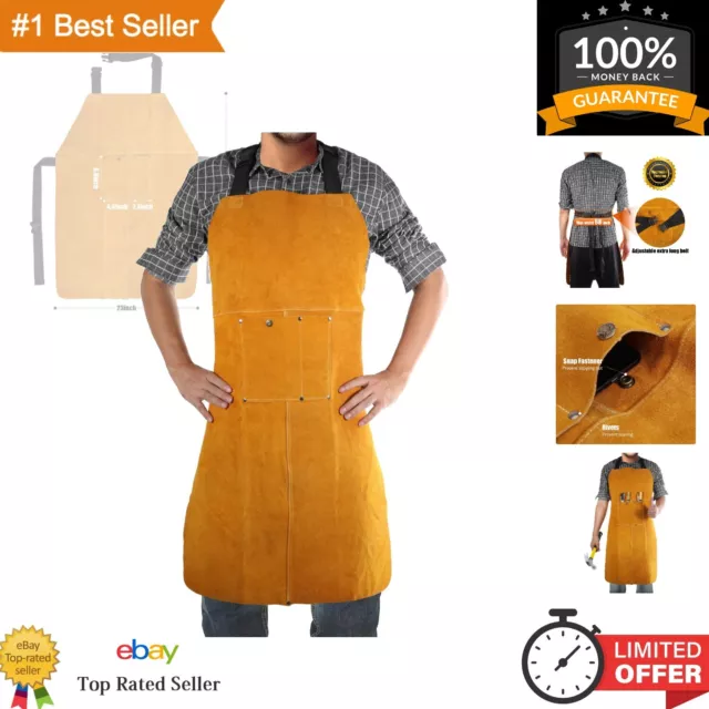 Leather Welding Work Apron,Heat&Flame Resistant, Protective Clothing or Safet...