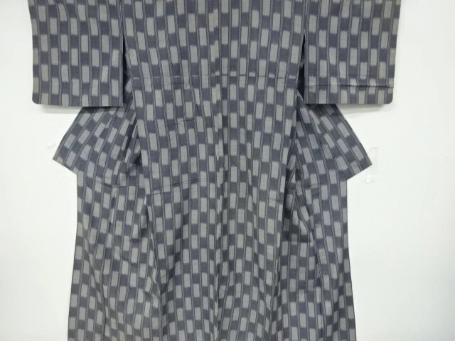 6543112: Japanese Kimono / Antique Hitoe Kimono / Tsumugi / Woven Kasuri Pattern