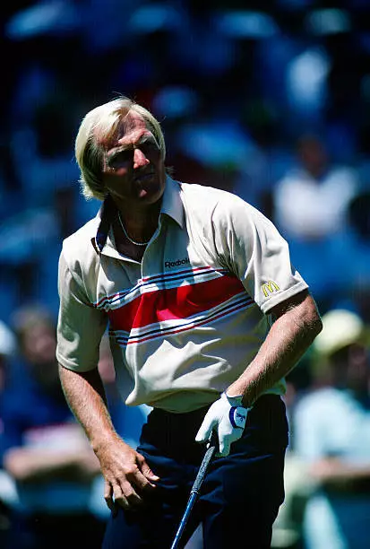 Golfer Greg Norman looks on in the Masters in April 1988 a- Golf 1988 Photo 1