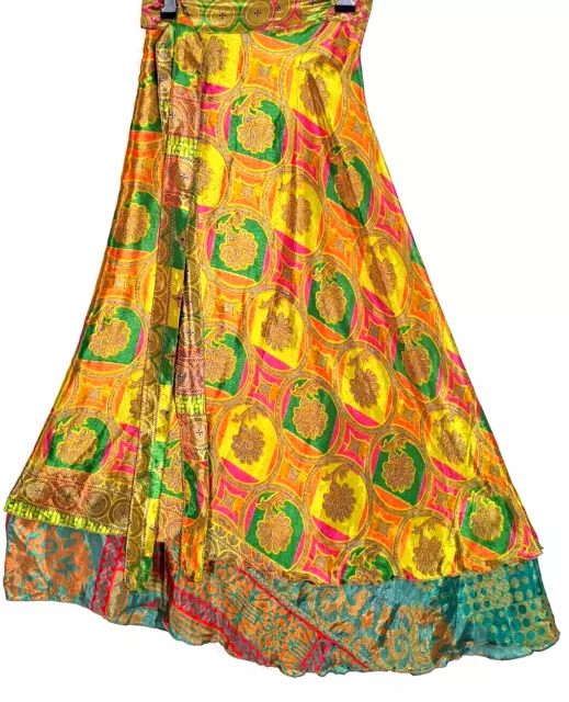 INCREDIBLE-ART WOMEN'S INDIAN Sari Wrap Skirt Handmade Reversible ...