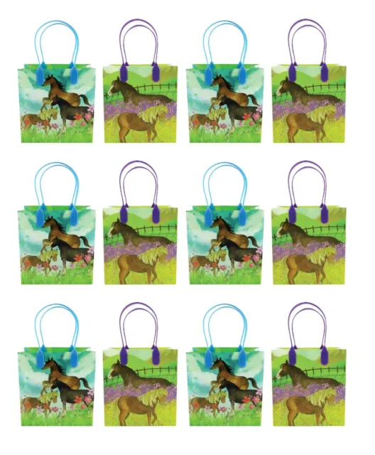 Horse and Pony Themed Party Favor Bags Treat Bags, 12 Pack