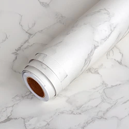 Papel pintado pelado y palo de mármol blanco/gris impermeable autoadhesivo