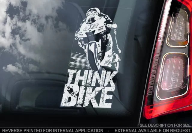 THINK BIKE! Car Sticker,  Rossi 46 Motorbike Window Sign Bumper Decal Gift - V01