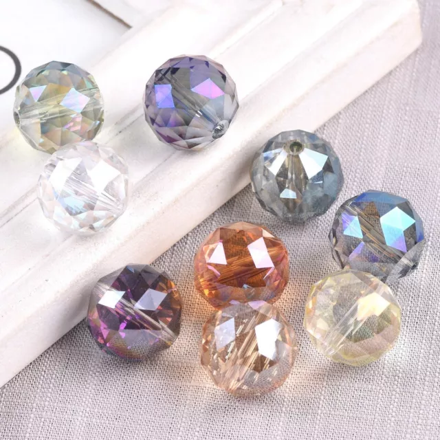 5pcs Round 20mm Faceted Colorful Crystal Glass Loose Beads for Jewelry Making