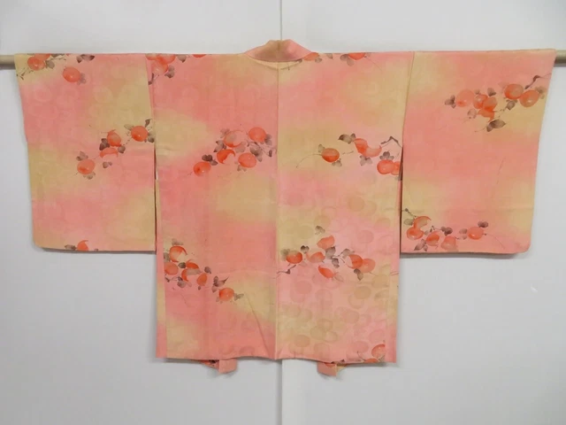 0910i05z570 Japanese Kimono Silk HAORI Pink Chrysanthemum