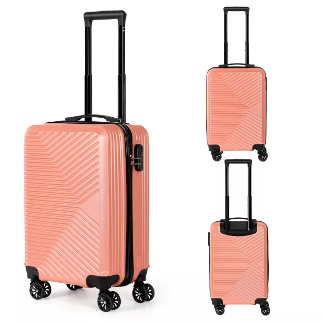 20& HARDSIDE CARRYON Luggage,Rose Gold, Trolley Spinner Suitcase