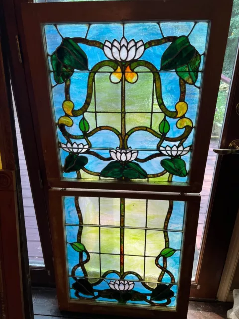 Wonderful American lily pad stained glass window