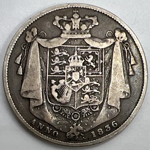 1836 William IV Half-Crown | British Silver Coin | Fine Collectable Grade a1169