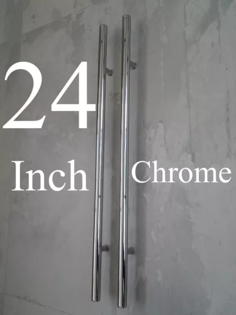 Entry Door Pull Handles 24" Long Polished Chrome Front Entrance