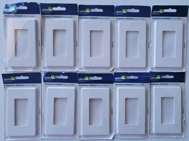 10 PK Leviton 022-80301-0SW 1-Gang White Decora Plus Screwless Rocker Wallplate 10 PK Leviton 022-80301-0SW 1-Gang White Decora Plus Screwless Rocker Wallplate