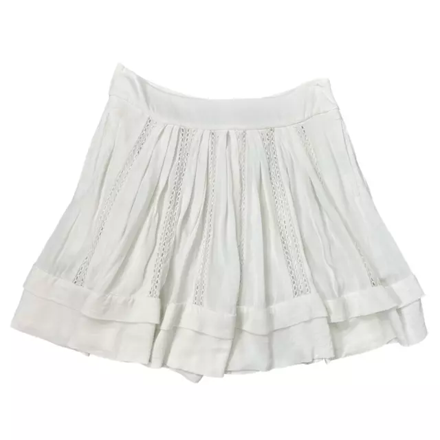 IRO Womens Ginny Skirt White Pleated Crochet Mini Skirt sz 40