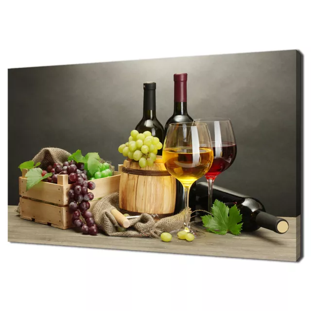 Wine Bottles Glasses Grapes Canvas Print Picture Wall Art Kitchen Decor