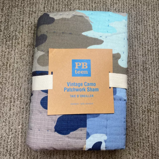 Cerámica Granero Adolescente Estándar Vintage Camuflaje Patchwork Simulado Azul Gris Ripstop NUEVO