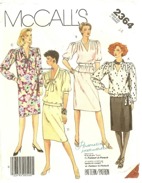 McCall's 2364 Misses 1 or 2-Piece Dress Palmer Pletsch System Size 14 UNCUT FF