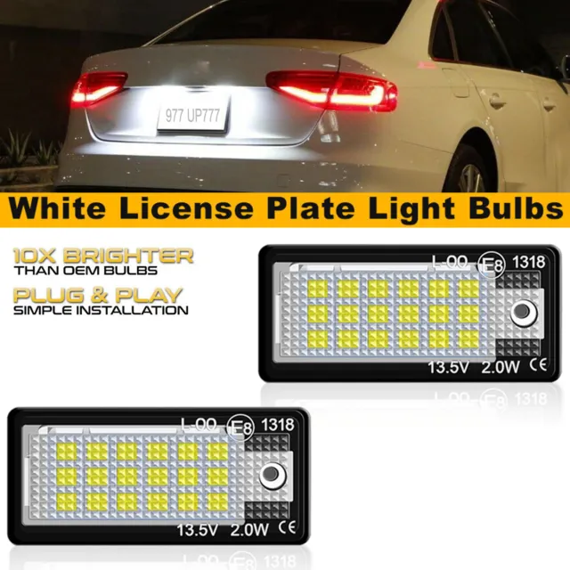 2x 18 LED License Number Plate Light Lamp For Audi A3 8P S3 A4 B6 B7 A6 S6 A8 Q7