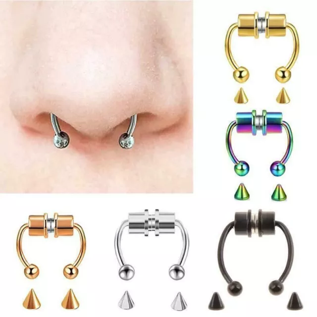 Non Piercing Magnetic Nose Ring Fake Septum Segment Helix Tragus Faux Clicker