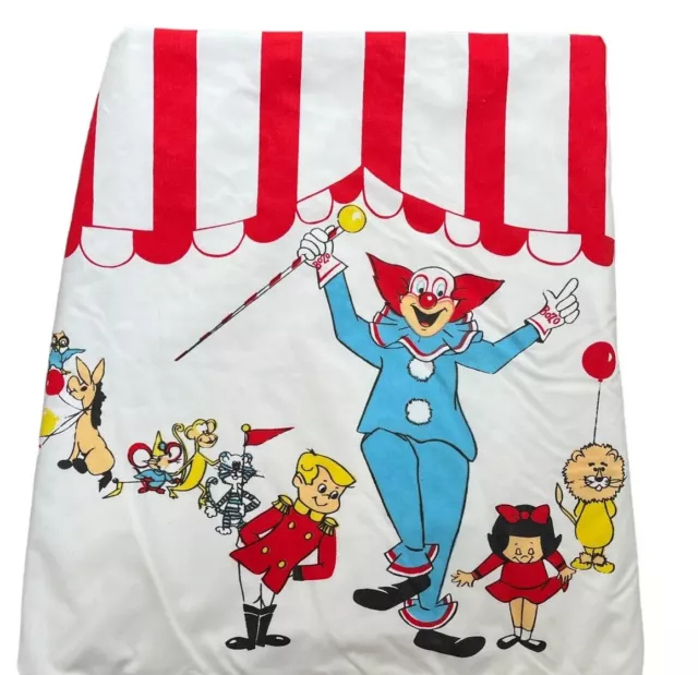 Bozo The Clown Twin Flat Percale Bed Sheet Bigtop Circus Vintage TV Cartoon