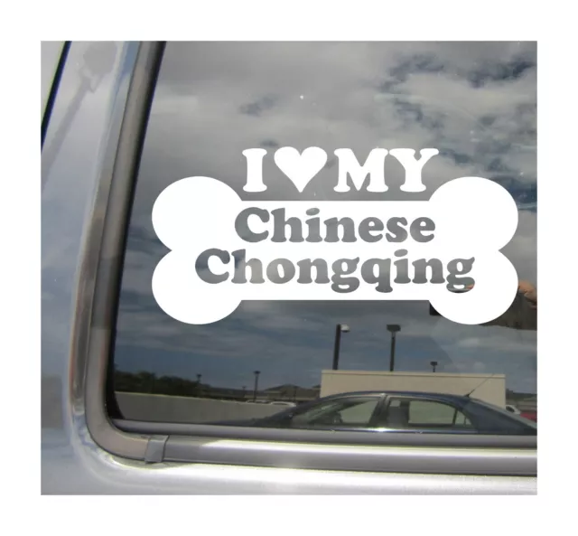 I Heart Love My Chinese Chongqing - Dog Bone Car Vinyl Decal Sticker 13306