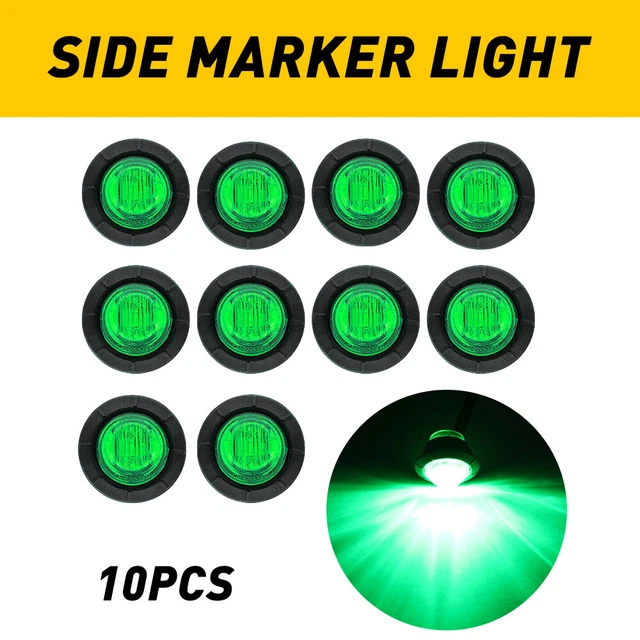 10X Green LED Round 3/4" Bullet Clearance Side Marker Light For Truck Trailer RV
