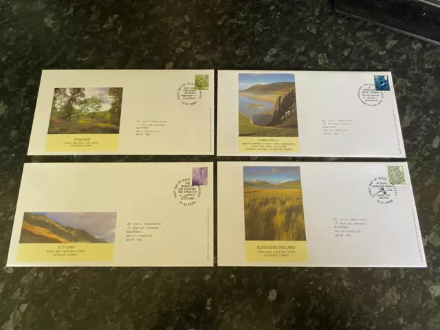 Great Britain 2004 Definitive First Day Covers England,Scotland,Wales,N.Ireland