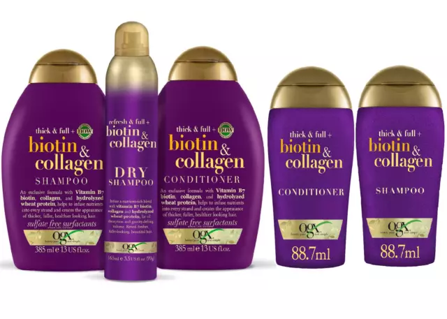 OGX Biotin & Collagen Hair Thickening Shampoo-Conditioner 88.7ml, 385ml & 577ml